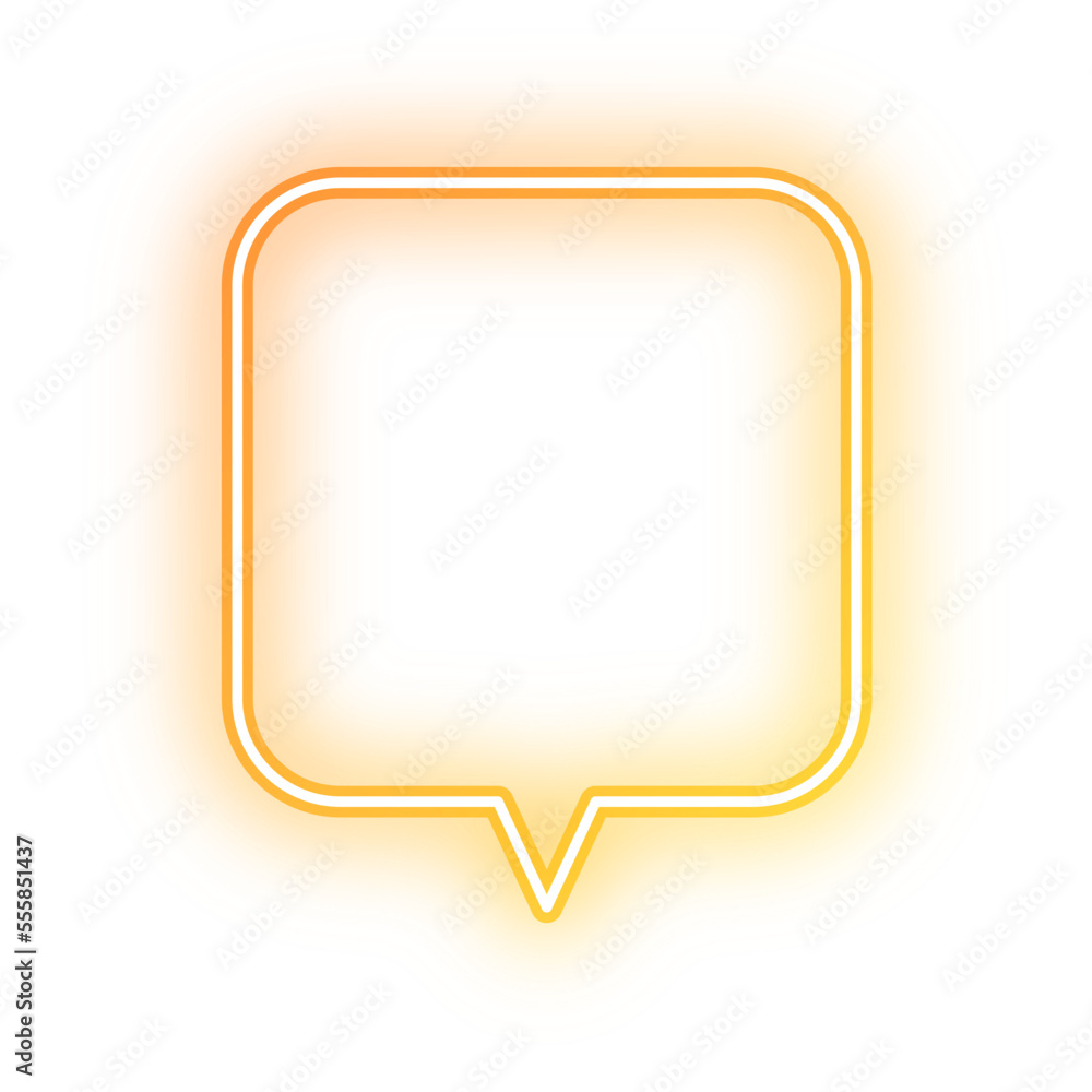 Neon speech bubble rounded square outline stroke Neon speech bubble rounded square outline stroke
