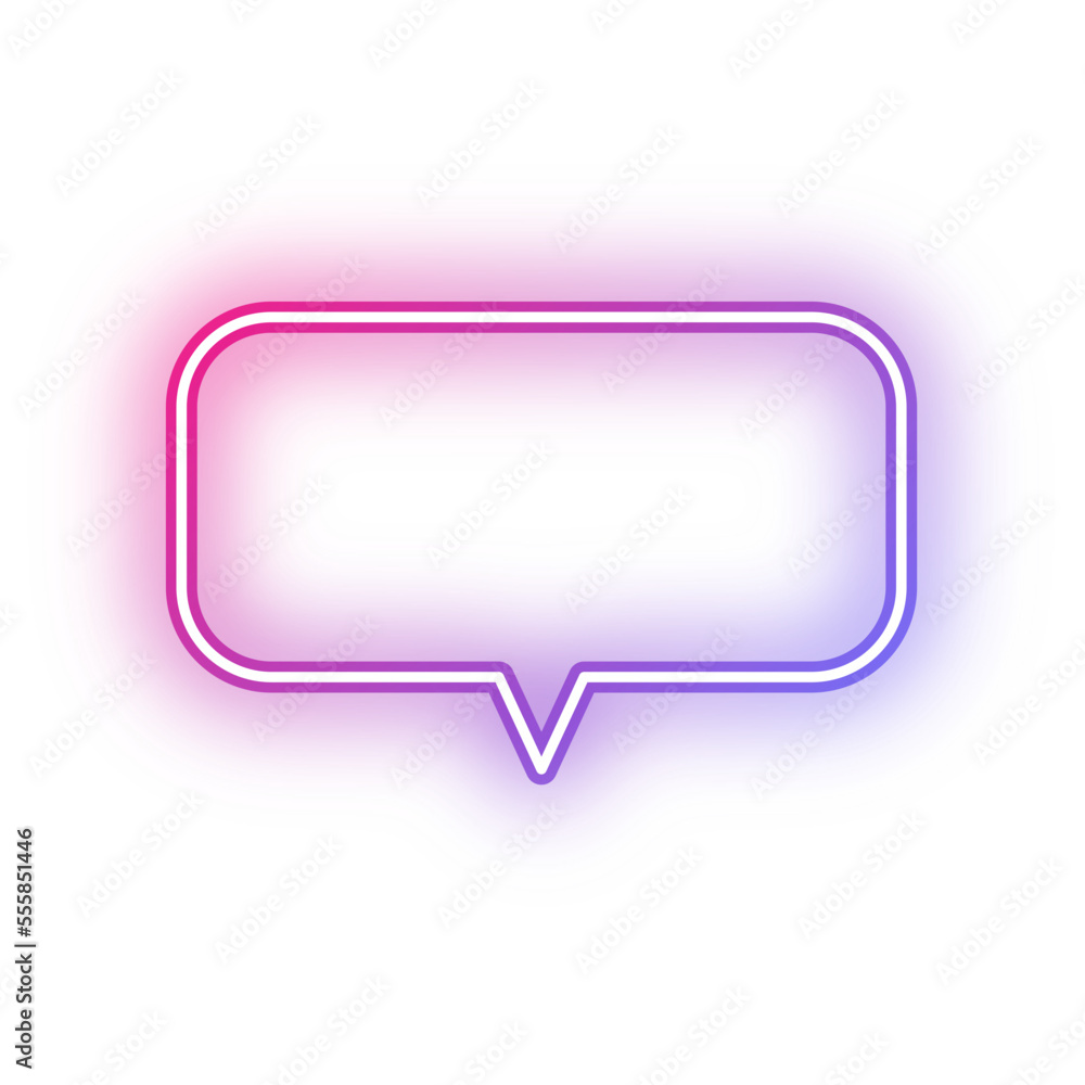 Neon speech bubble rounded rectangle outline stroke Neon speech bubble rounded rectangle outline stroke