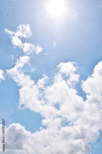 white clouds on a fresh blue sky with various shapes for anime or aesthetic backgrounds