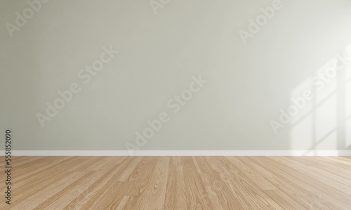 3d rendering of white empty room and wooden floor. © nuchao