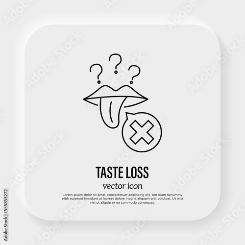 Taste loss, anosmia thin line icon. Long covid. Vector illustration.