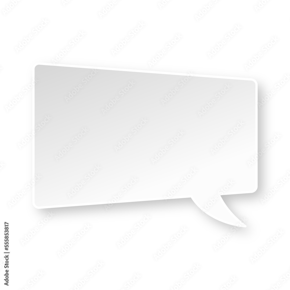 White trapezoid speech bubble with soft shadow White trapezoid speech bubble with soft shadow