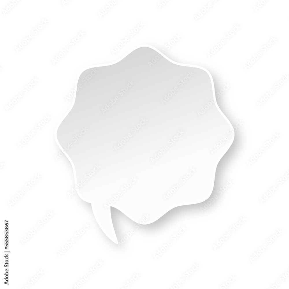 White flower speech bubble with soft shadow