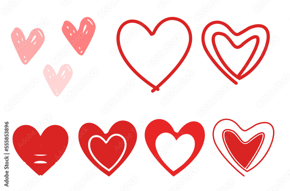 Red and black hearts icon sign isolated on white background vector illustration.