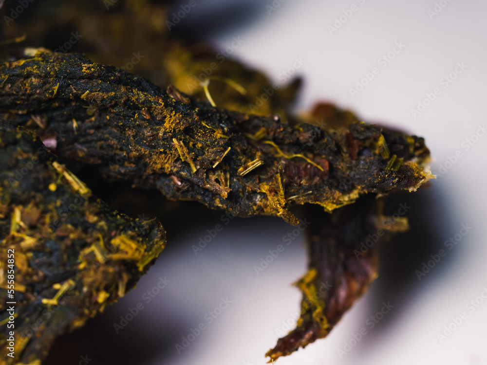 Close up of a beef jerky Close up of a beef jerky