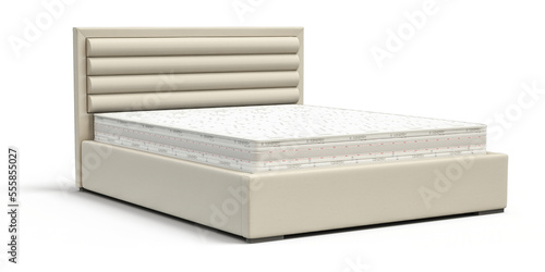 sofa bed with mattress isolated png 3d rendering 