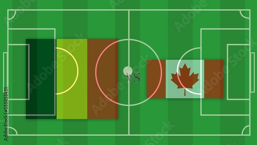 Belgium vs Canada Football Match Design Element on Football field