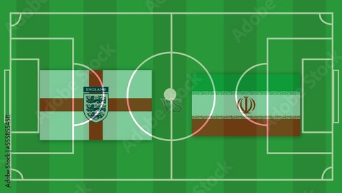 England vs Iran Football Match Design Element on Football field