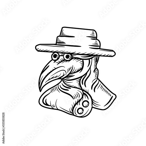Plague Doctor Line art suitable for logo, tshirt or tatto
