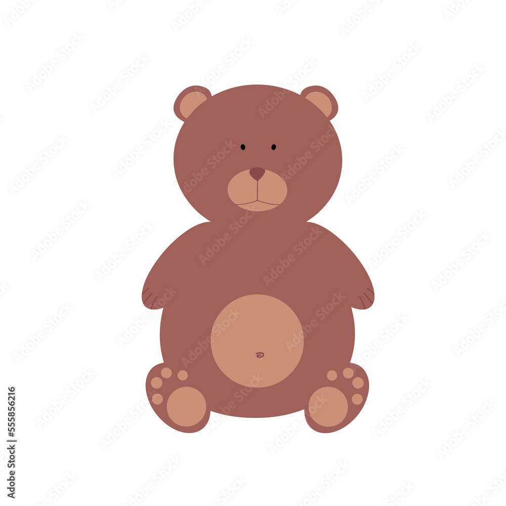 Cute brown bear toy isolated on white background. Teddy bear vector illustration for posters. Cute brown bear toy isolated on white background. Teddy bear vector illustration for posters.