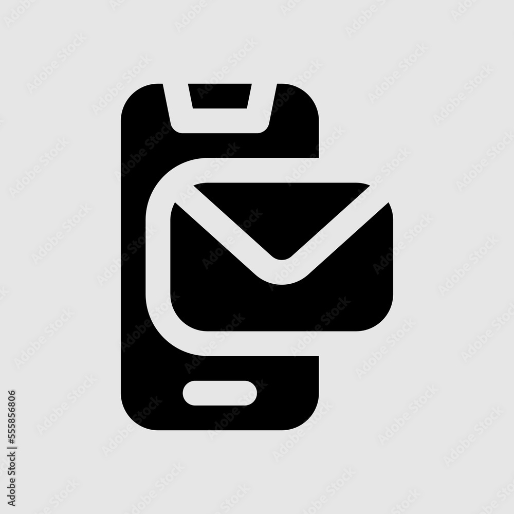 Phone email icon in solid style, use for website mobile app presentation Phone email icon in solid style, use for website mobile app presentation