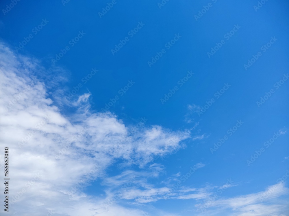 Summer blue sky cloud gradient light white background. Beauty clear cloudy in sunshine calm bright winter air bacground. Gloomy vivid cyan landscape in environment day horizon skyline view spring wind