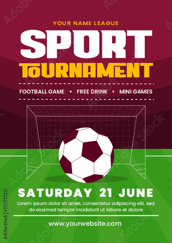 Football tournament, sport event flyer or poster design template easy to customize simple and elegant design © rozikan