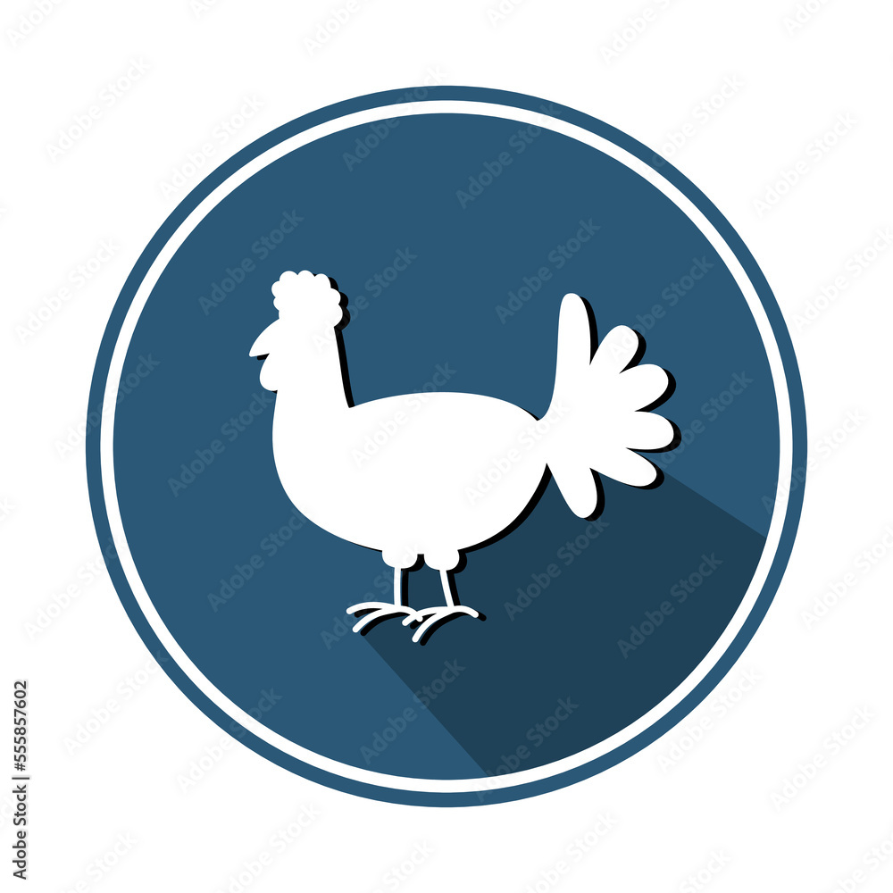 Obraz premium Circular panel with blue free-range chicken on white background 