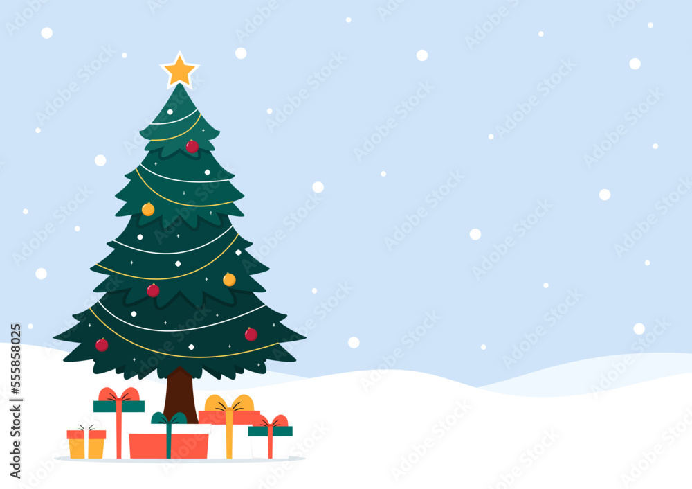 Merry Christmas cards. Christmas, Holiday templates with greetings, Christmas Tree. Banner or header and copy space.