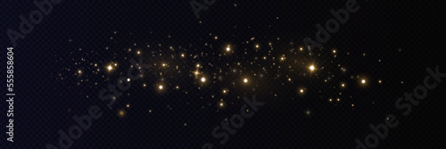 Light effect. Background of sparkling particles. Glittering elements on a transparent background.