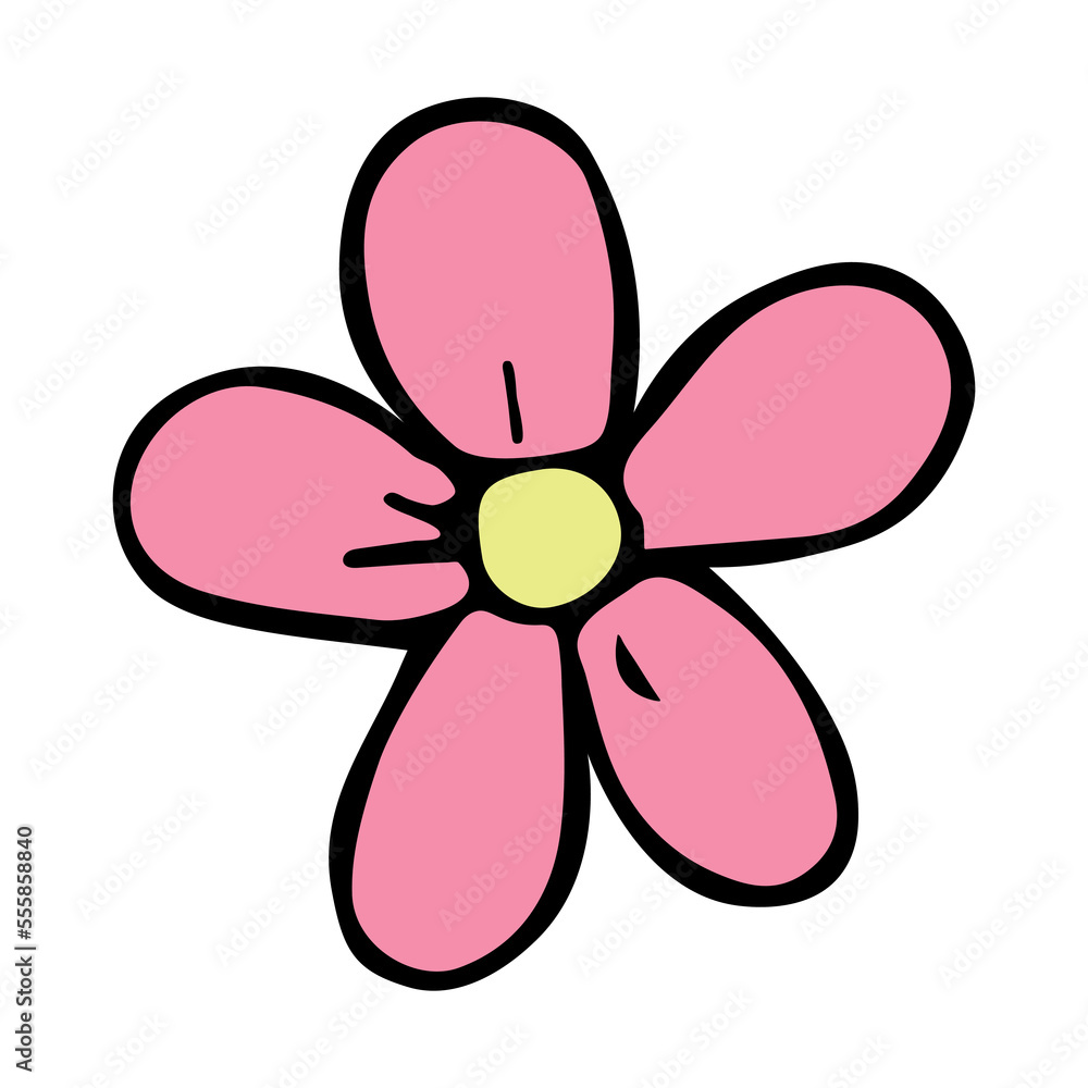 Simple flower clipart. Hand drawn floral doodle. For print, web, design, decor, logo Simple flower clipart. Hand drawn floral doodle. For print, web, design, decor, logo
