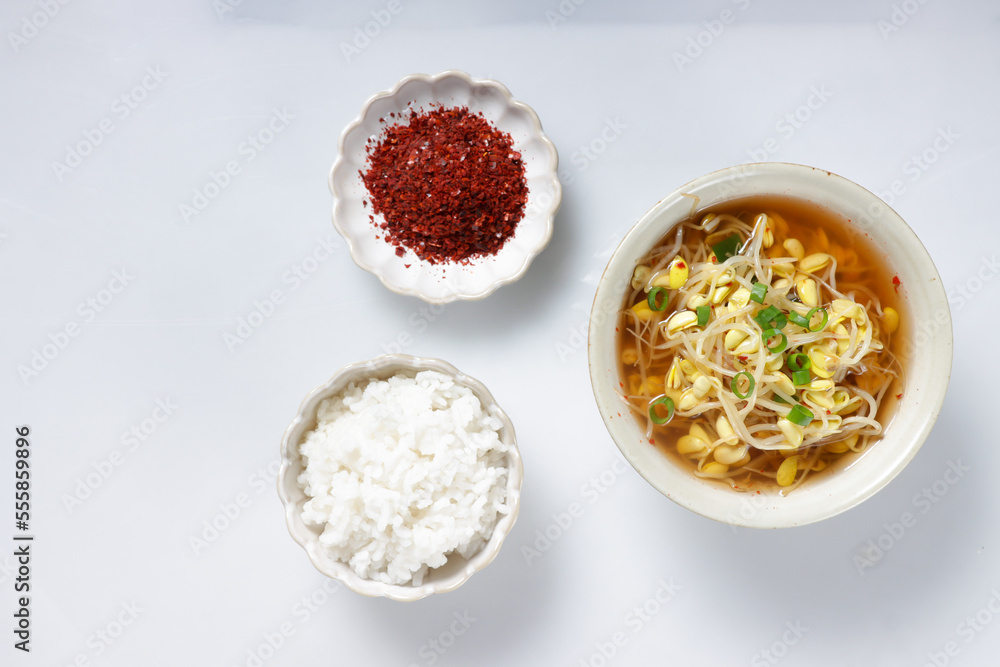 Kognamul Guk is Korean soybean sprout soup with gochugaru. Kognamul Guk is Korean soybean sprout soup with gochugaru.