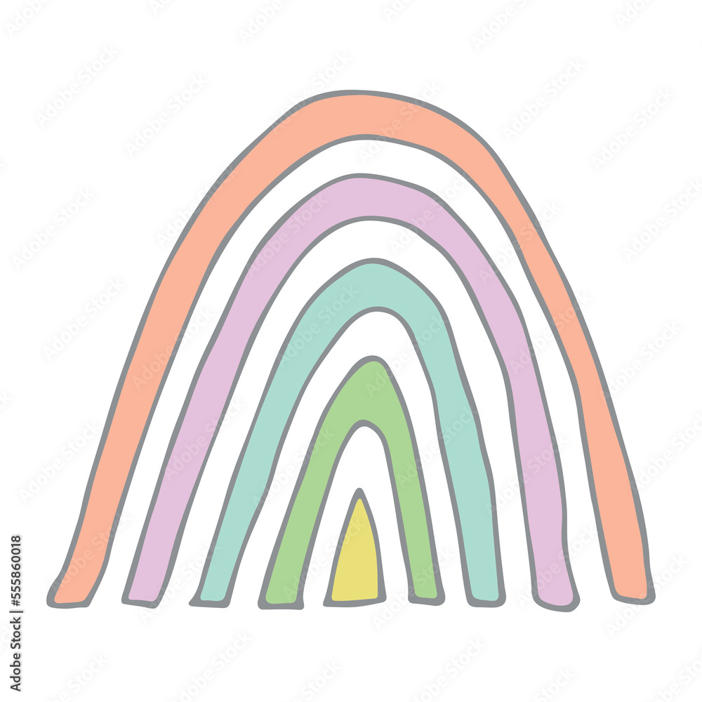 Single rainbow doodle illustration. Hand drawn clipart for card, design Single rainbow doodle illustration. Hand drawn clipart for card, design