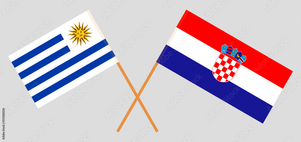 Crossed flags of Croatia and Uruguay. Official colors. Correct proportion Crossed flags of Croatia and Uruguay. Official colors. Correct proportion