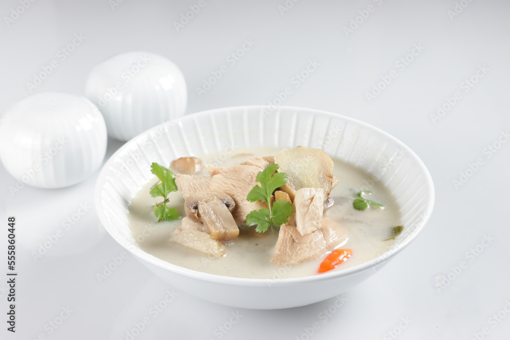 Tom Kha Gai is Thai coconut chicken soup. Tom Kha Gai is Thai coconut chicken soup.