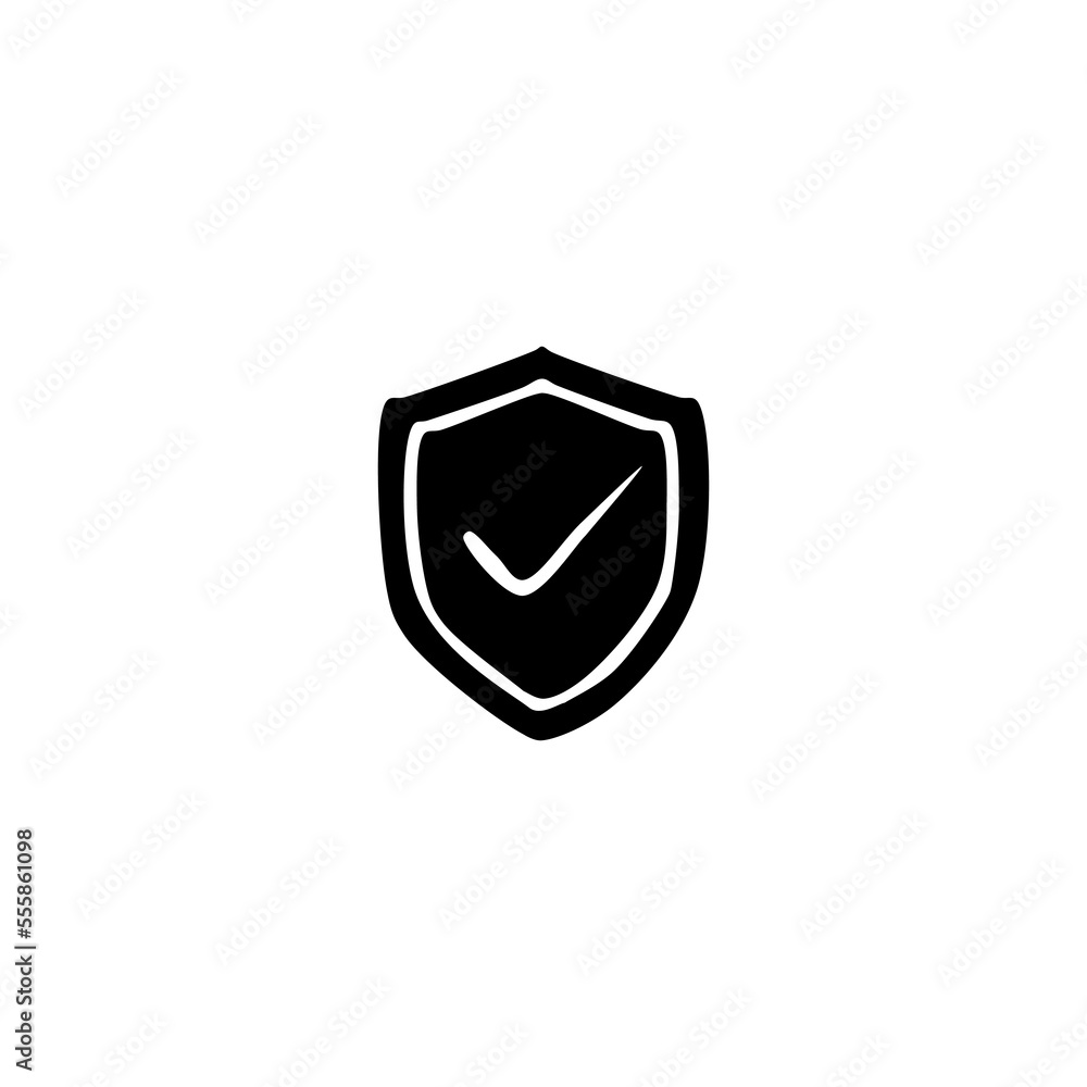 Security shield protected hand drawn icon. Security shield protected hand drawn icon.