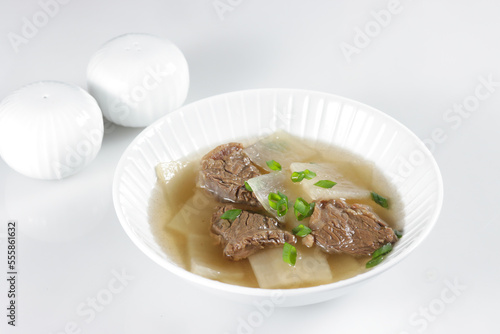 Muguk or Seogogi Muguk is Korean beef and radish soup.