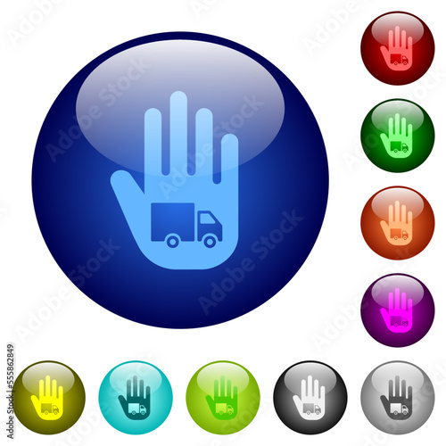 Hand shaped transport sanction sign solid color glass buttons photo