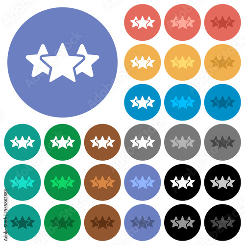 Three star rating solid round flat multi colored icons