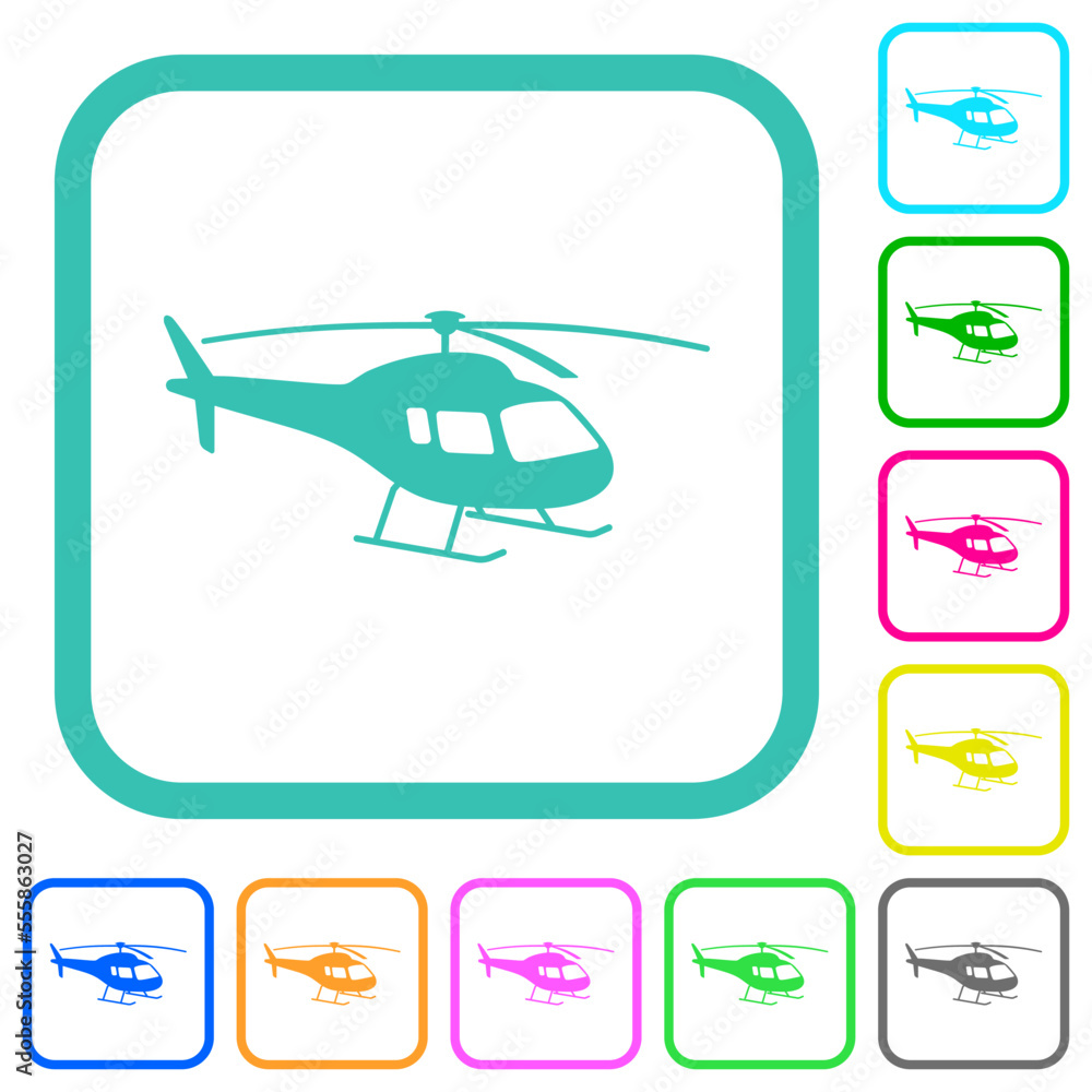 Helicopter silhouette vivid colored flat icons Helicopter silhouette vivid colored flat icons