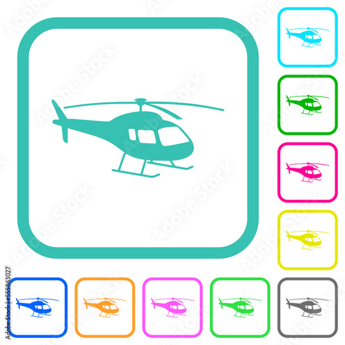 Helicopter silhouette vivid colored flat icons