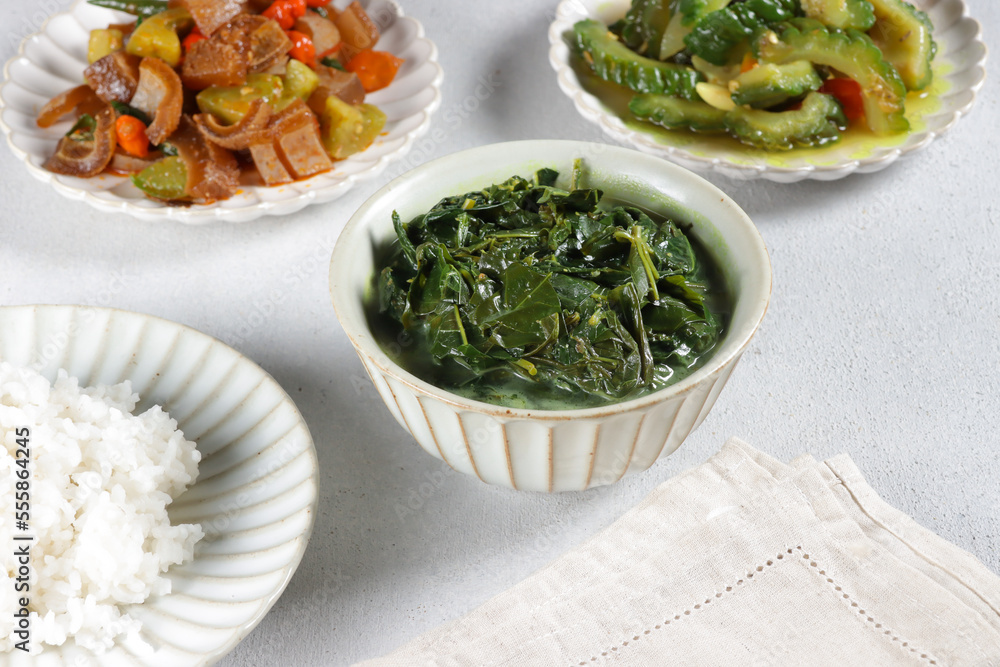 Java Dish Sayur Bobor is a typical dish of Central Java, cassava leaves in ...