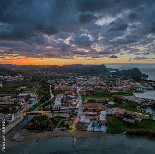 Sidari town from drone view,Corfu Greece