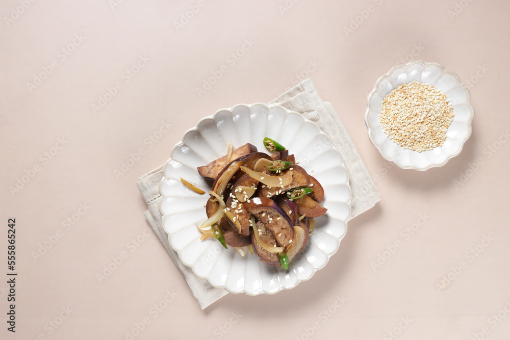 Korean Food : Gaji Bokkeum is Stir Fried Eggplant Side Dish.