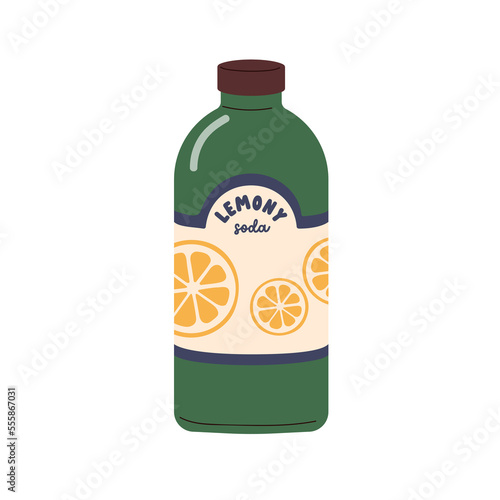 Lemony soda drink. Cold lemonade, organic summer refreshment with lemon flavo...
