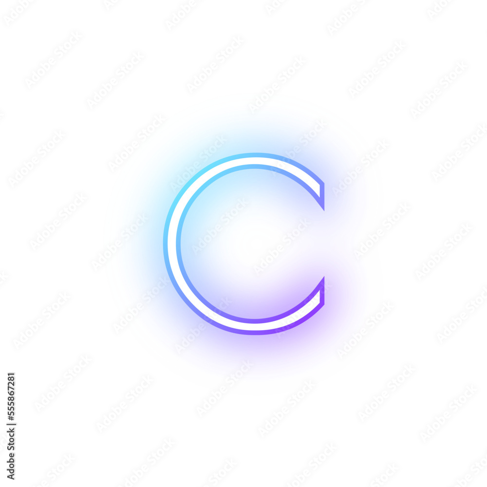 Alphabet lowercase c neon blue purple Alphabet lowercase c neon blue purple