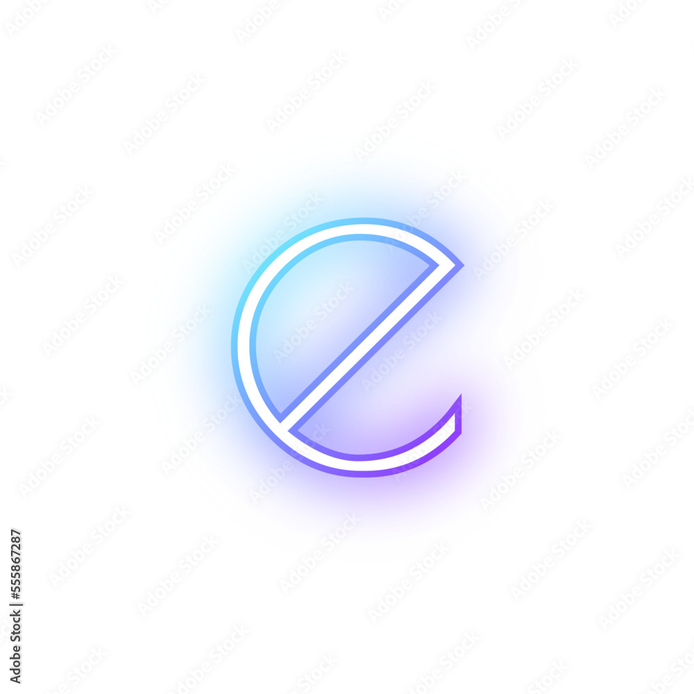 Alphabet lowercase e neon blue purple Alphabet lowercase e neon blue purple