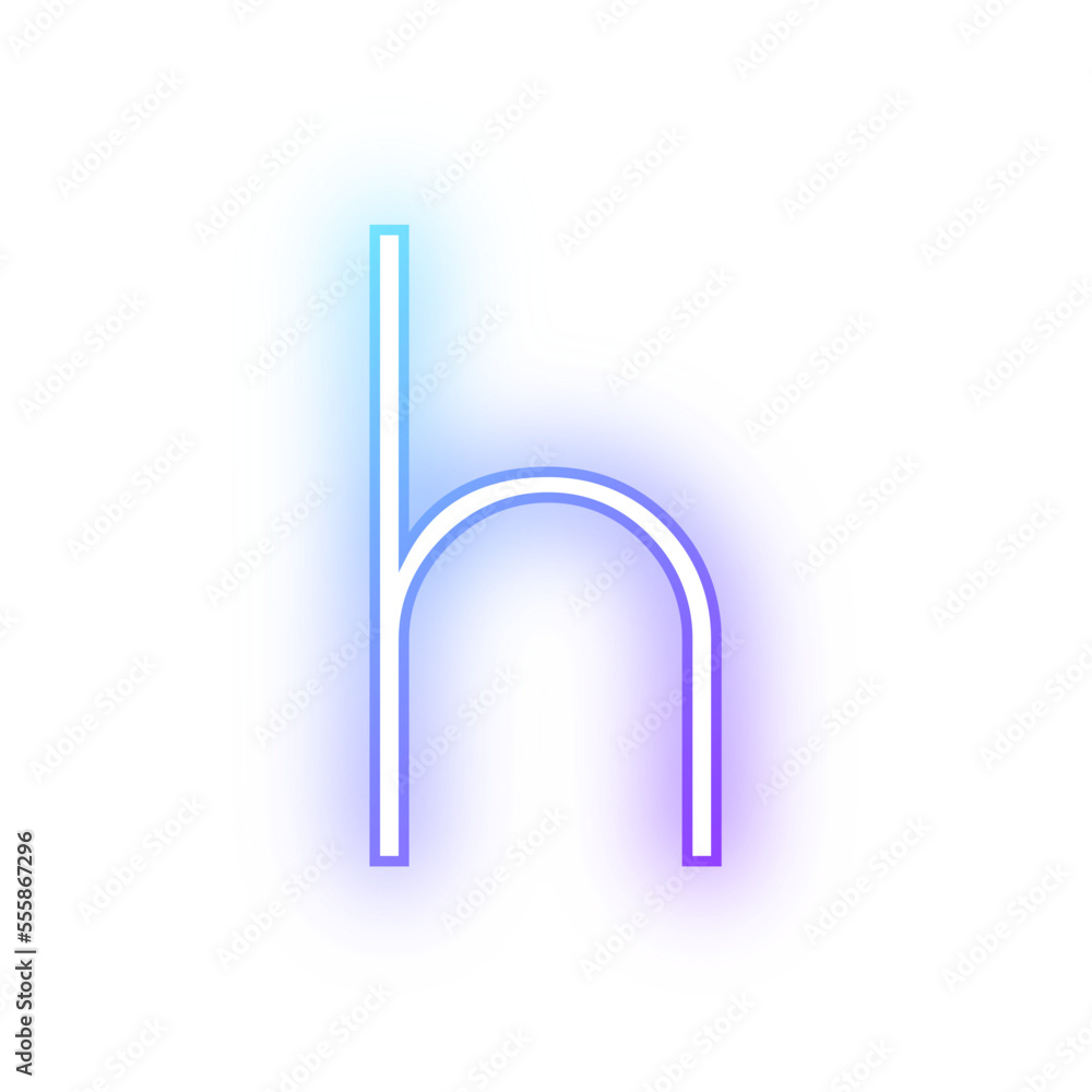 Alphabet lowercase h neon blue purple