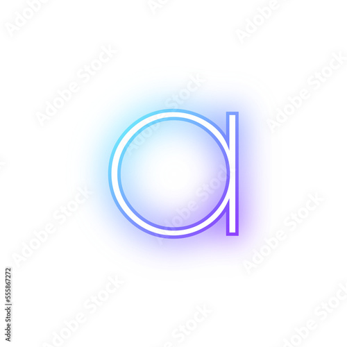 Alphabet lowercase a neon blue purple