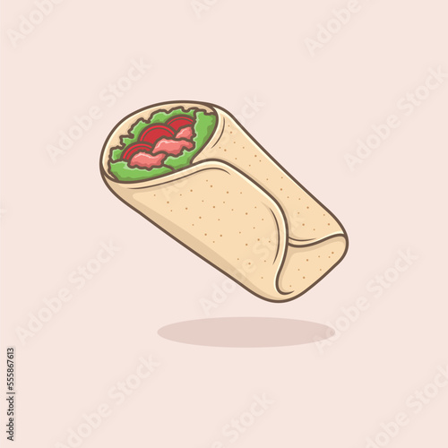 cute and delicious burritos cartoon illustration
