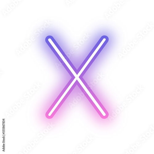 Alphabet uppercase X neon light purple pink