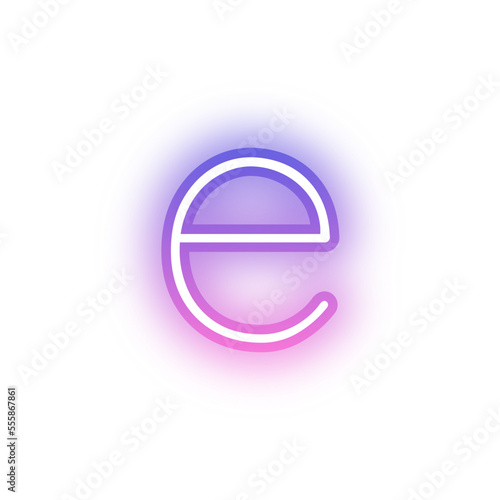Alphabet lowercase e neon light purple pink