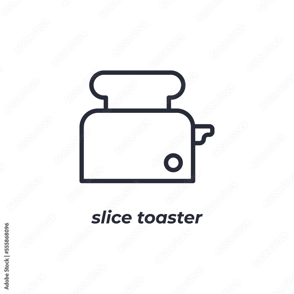 Vector sign slice toaster symbol is isolated on a white background. icon color editable. Vector sign slice toaster symbol is isolated on a white background. icon color editable.
