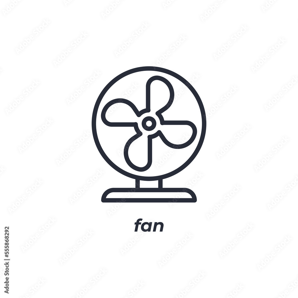 Vector sign fan symbol is isolated on a white background. icon color editable. Vector sign fan symbol is isolated on a white background. icon color editable.