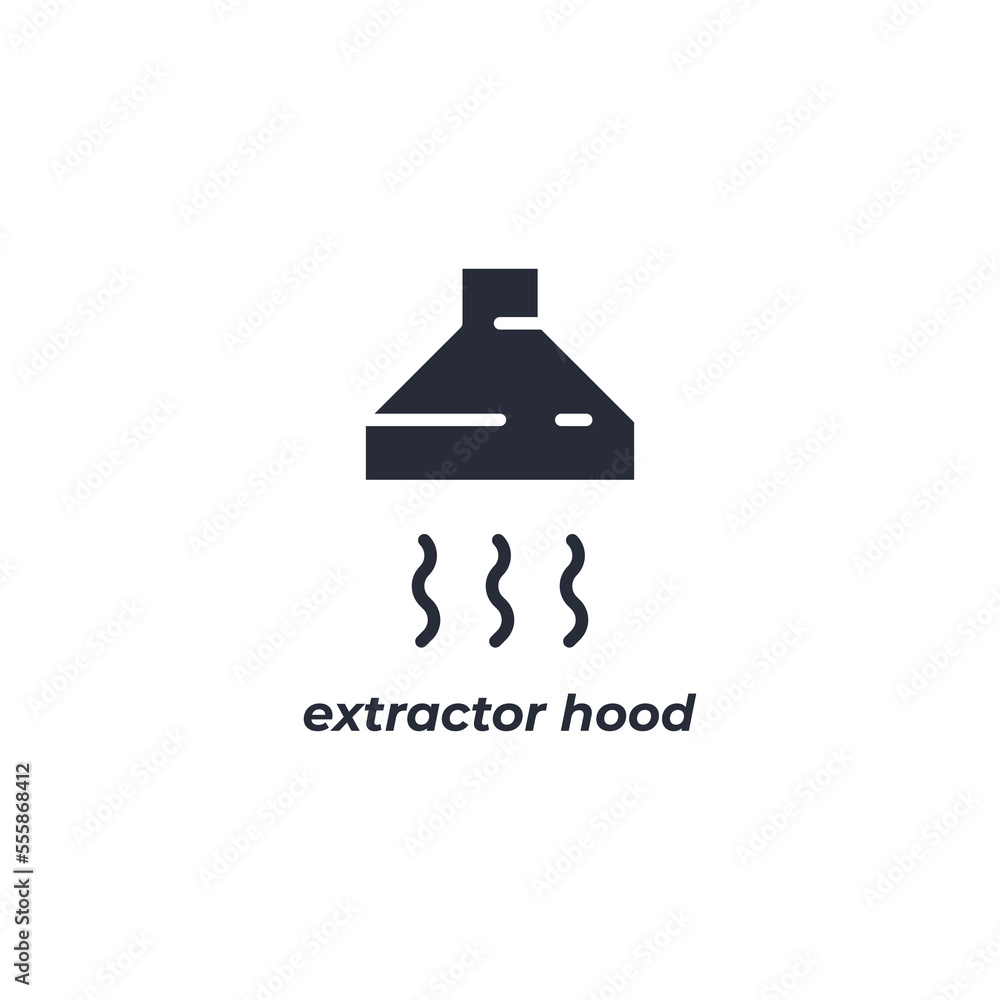 Vector sign extractor hood symbol is isolated on a white background. icon color editable.