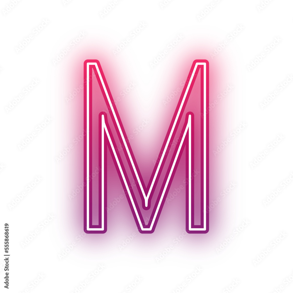 Neon light red alphabet uppercase M outline Neon light red alphabet uppercase M outline