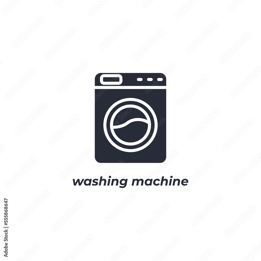 Vector sign washing machine symbol is isolated on a white background. icon color editable. Vector sign washing machine symbol is isolated on a white background. icon color editable.