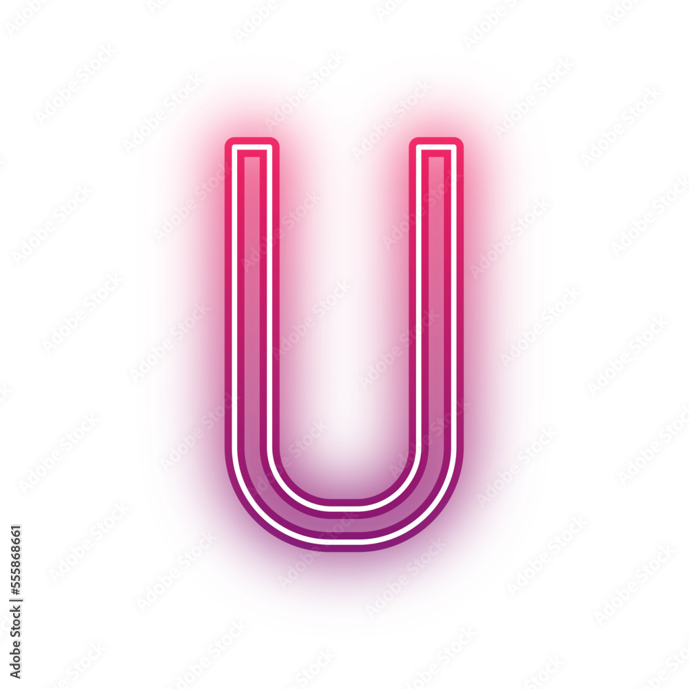 Neon light red alphabet uppercase U outline Neon light red alphabet uppercase U outline