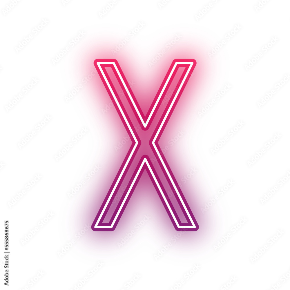 Neon light red alphabet uppercase X outline Neon light red alphabet uppercase X outline