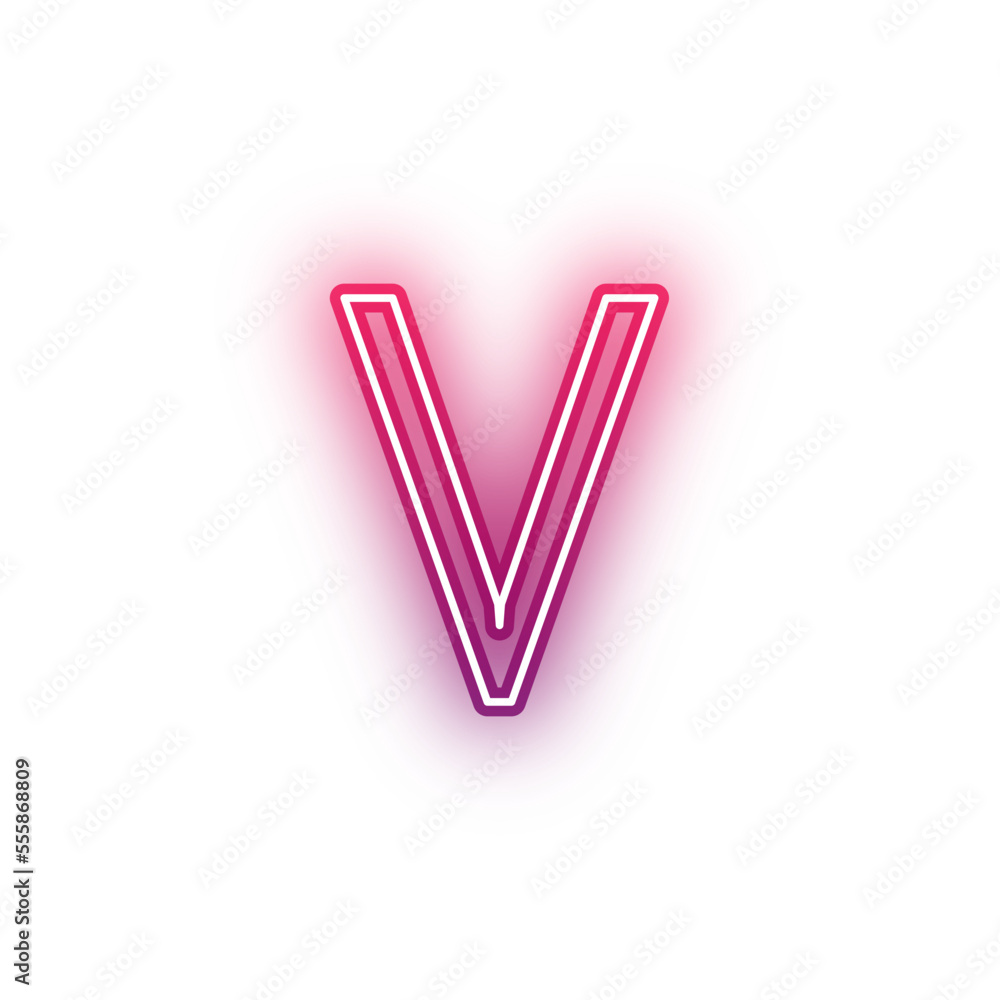 Neon light red alphabet lowercase v outline Neon light red alphabet lowercase v outline